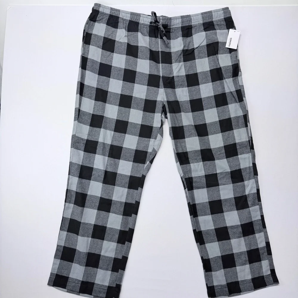 Sonoma Mens XXL Essential Flannel Pajama Pant Grey Black Buffalo Plaid NEW
